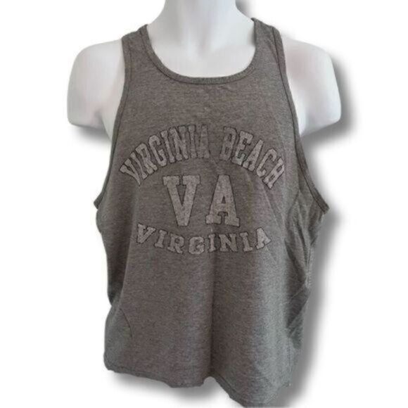 Vintage Y2K Virginia Beach Tank top. Gray with white lettering. Medium - Picture 1 of 4
